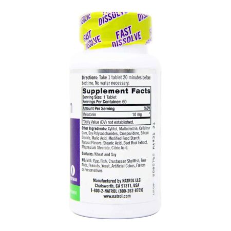 Natrol Melatonina, Mistura de frutas cítricas - 10 mg - 60 Tabletes de Dissolução Rápida - Image 3