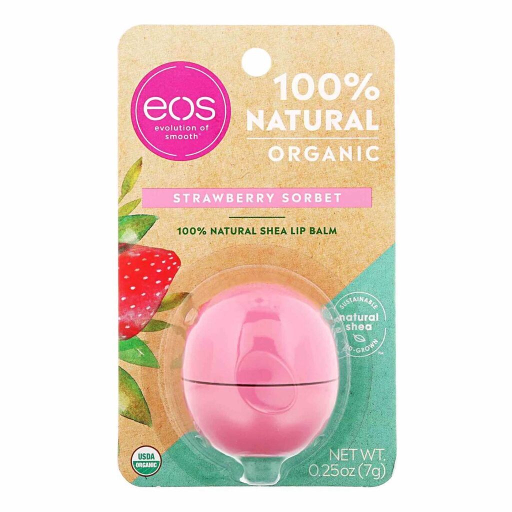 Lip Balm EOS Strawberry Sorbet 7g: Hidratação Intensa e Proteção Duradoura