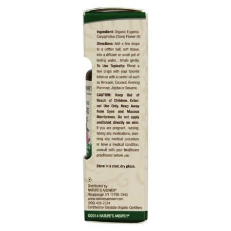 Nature's Answer, Óleo Essencial de Cravo Orgânico - 0,5 fl oz (15mL) - Image 3