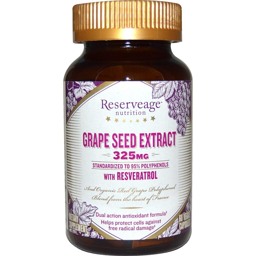 Reserveage Organics Extrato de Semente de Uva 60 Cápsulas Vegetarianas - Poder Antioxidante