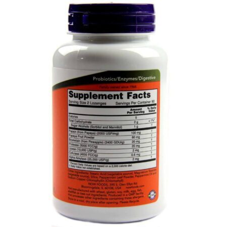 Now Foods Enzimas de Mamão Mastigáveis - 180 Pastilhas para Digestão e Bem-Estar Digestivo - Imagem 2