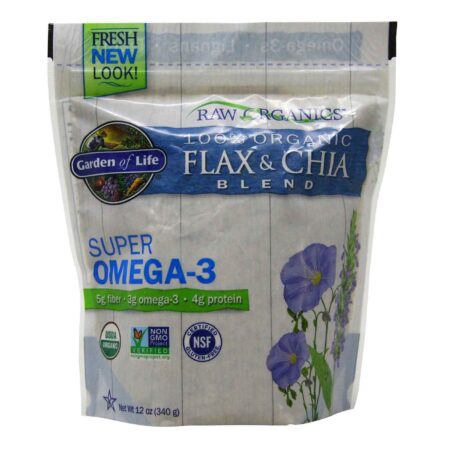 Garden of Life, Raw Organics™ Mistura de Linhaça e Chia - 340 g