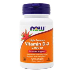 Now Foods Vitamina D3 2000 UI 120 Cápsulas em Gel - Saúde Óssea e Imunidade
