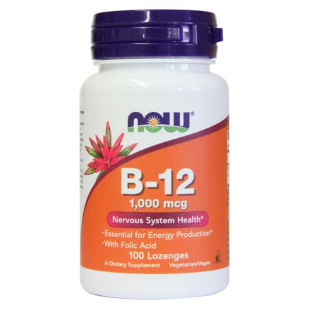 Now Foods, Vitamina B-12 1000 mcg com Ácido Fólico - 100 Pastilhas