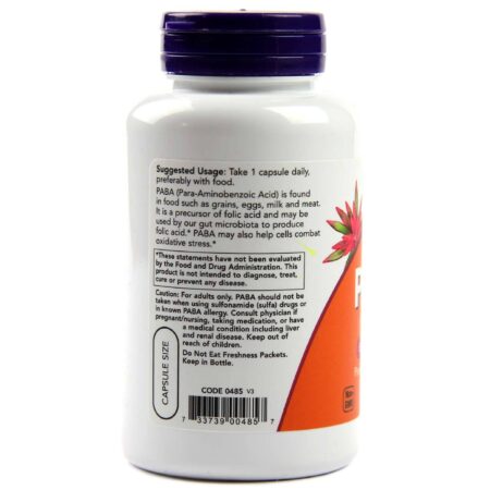 Now Foods, PABA 500 mg Vitamina Complexo-B - 100 Cápsulas - Image 3