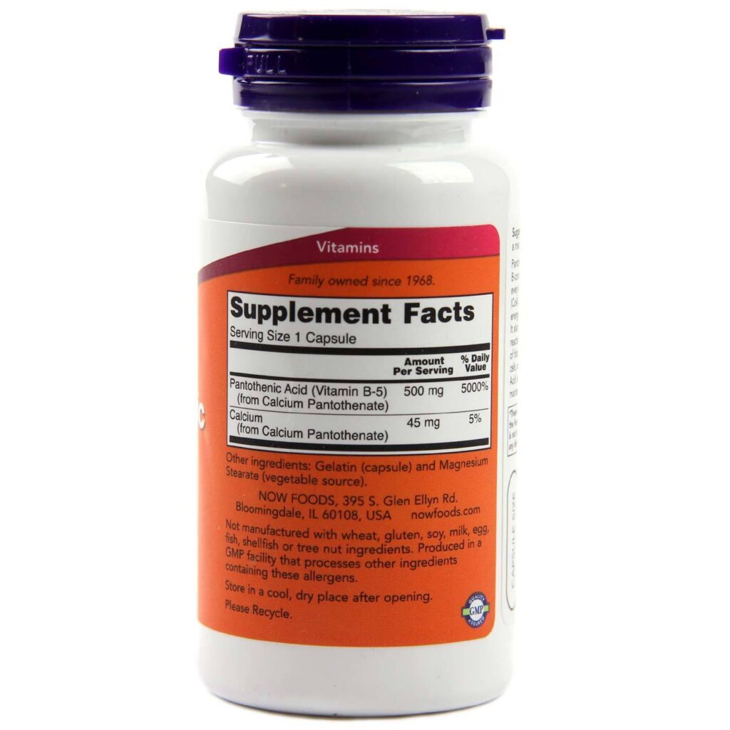 Now Foods Ácido Pantotênico 500 mg - 100 Cápsulas: Energia e Metabolismo - Imagem 2