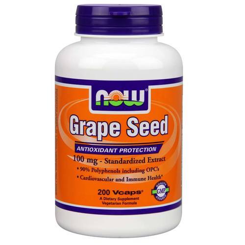Now Foods Semente de Uva Antioxidantes 100mg com Cálcio Ascorbato 350mg - 200 Cápsulas Vegetarianas