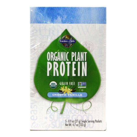 Garden of Life, Proteína Vegetal Orgânica, Baunilha Suave - 5 Pacotes (26g Cada) 130g Total