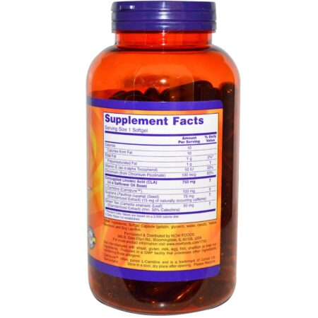 Now Foods, CLA Extreme™ com L-Carnitina, Guaraná e Chá Verde - 180 Cápsulas em Gel - Image 2