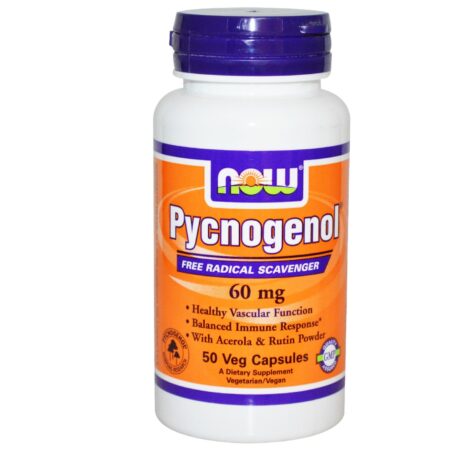 Now Foods, Pycnogenol 60 mg Acerola e Rutina - 50 Cápsulas Vegetarianas