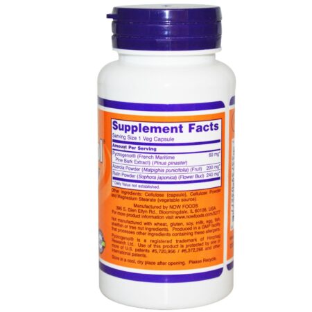 Now Foods, Pycnogenol 60 mg Acerola e Rutina - 50 Cápsulas Vegetarianas - Image 2