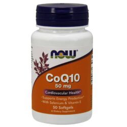 CoQ10 50 mg com Vitamina E e Selênio Now Foods 50 Cápsulas Gel - Vitalidade e Antioxidante