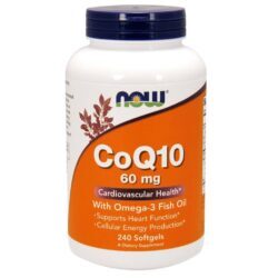 CoQ10 60mg com Ômega 3, Óleo de Peixe e Lecitina - Now Foods - 240 Cápsulas