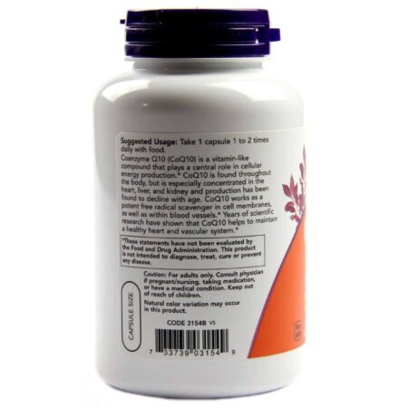 Now Foods CoQ10 60 mg - 180 Cápsulas Vegetarianas: Energia e Saúde Cardíaca - Imagem 3