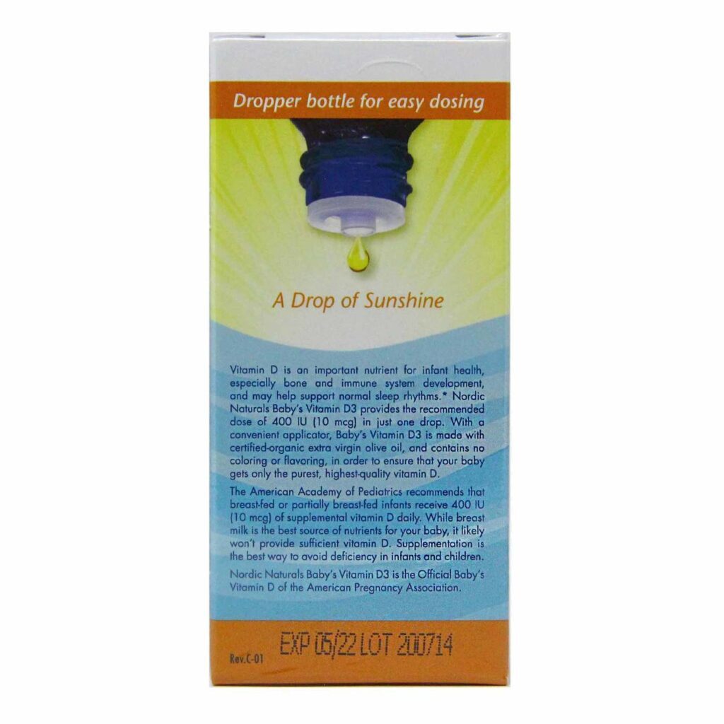 Nordic Naturals Baby's Vitamina D3 400 IU - Suplemento Essencial para Bebês - 11 ml - Imagem 3