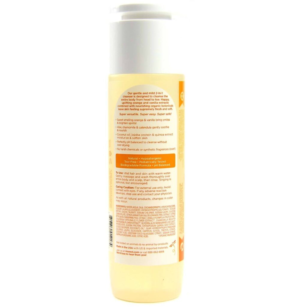 The Honest Company Shampoo e Sabonete Líquido Corporal Baunilha e Laranja Doce - 296ml - Imagem 2