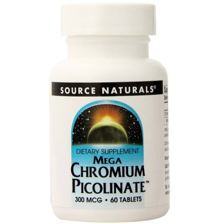 Source Naturals Mega picolinato de cromo 300 mcg 60 Tabletes