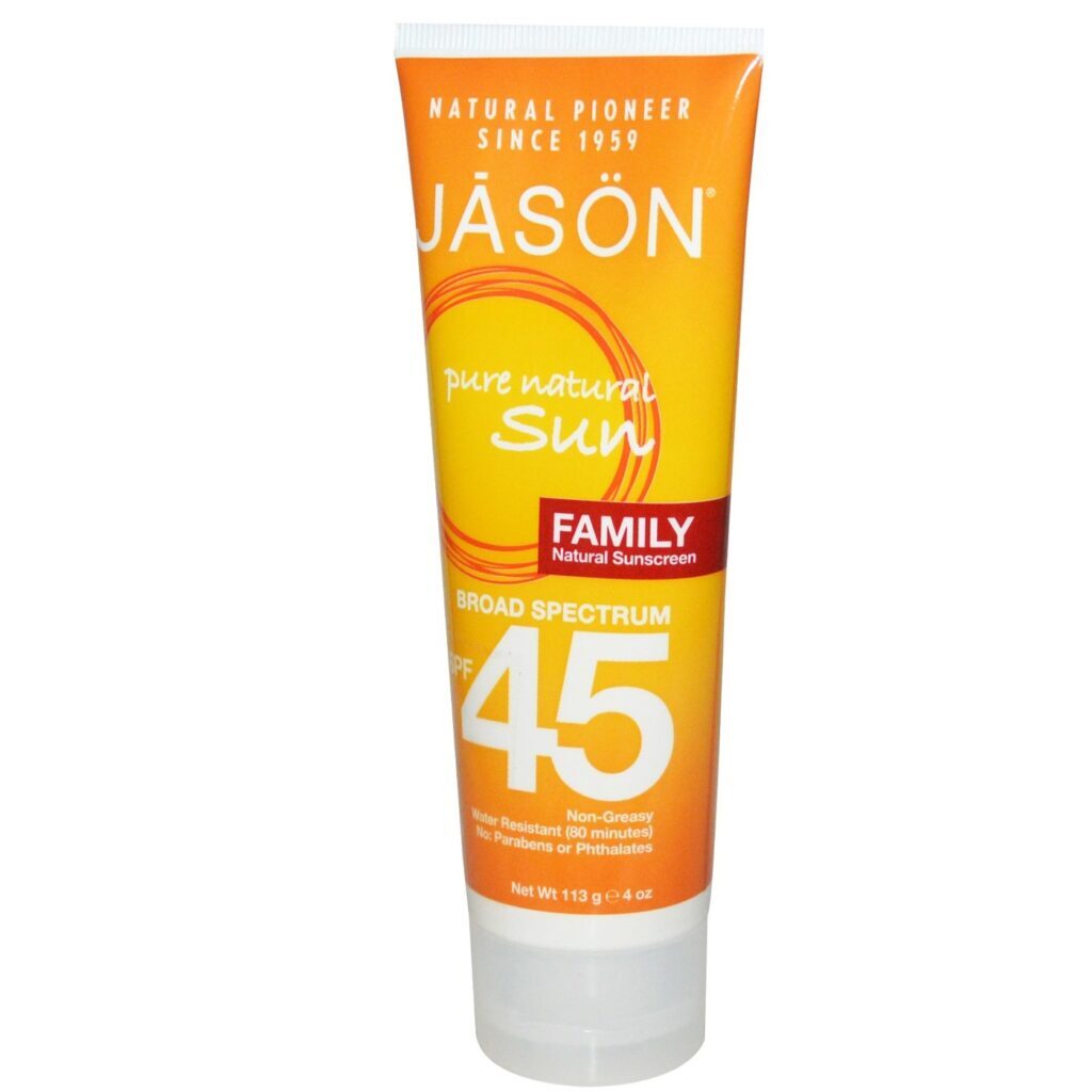 Jason Natural Cosmetics Protetor Solar Família FPS 45 - 113g (4oz) | Pele Protegida e Saudável