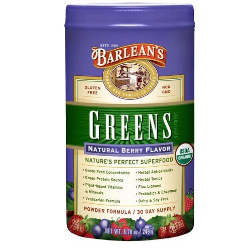 Barlean's Orgânico Óleos Berry Berry Greens 267g - Superalimento Completo
