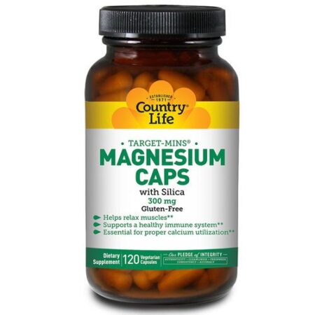 Country Life Magnésio Cápsulas com Silica - 100 mg - 120 Cápsulas Vegetarianas