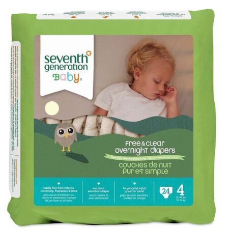 Seventh Generation, Fraldas Descartáveis Noturnas Estágio 4 (10-16 Kg) - 24 Fraldas