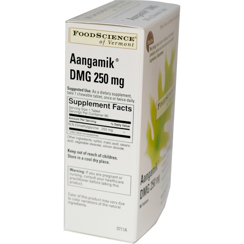Food Science of Vermont Aangamik DMG 250 mg - 90 Tabletes: Energia e Bem-Estar Essenciais - Imagem 2
