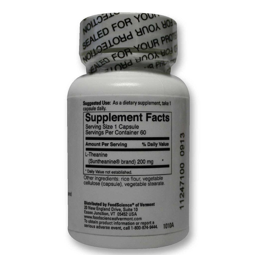 L-Theanine Food Science of Vermont 60 Cápsulas: Relaxamento e Foco Natural - Imagem 2