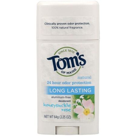 Tom's of Maine, Desodorante Natural Stick Longa Duração, Madressilva Rosa - 64 g (2,25 oz)