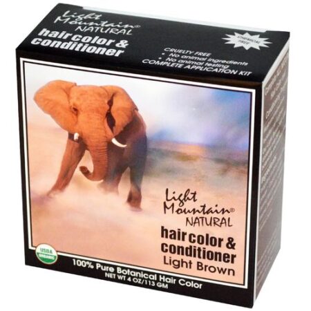 Light Mountain®, Tintura e Condicionador Natural para Cabelos, Castanho Claro - 113 g (4 oz)