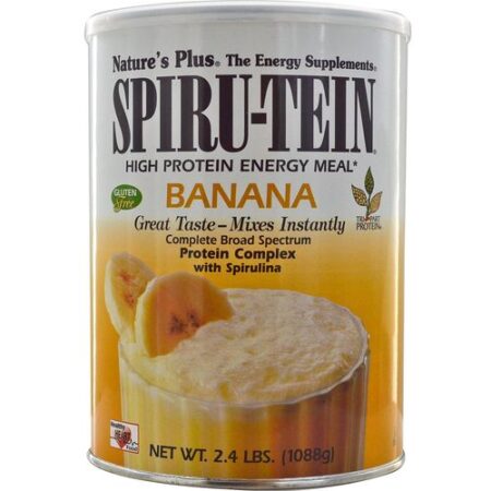 Nature's Plus, Spiru-Tein® - Alta Proteína e Energia Sabor Banana - 2,4 Ibs (1088g)