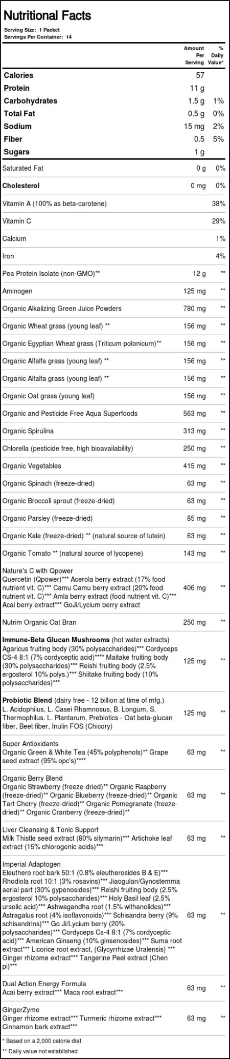 Paradise Herbs, ORAC-Energy® Proteínas Verdes - 14 Pacotes com 0.53 oz cada - Image 2