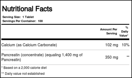 Nature's Life Pancreatina 1.400 mg 100 Tabletes - Image 4