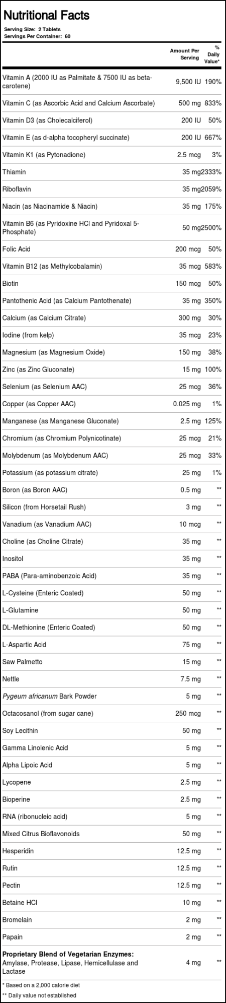 Food Science of Vermont Superior 120 Tabletes dos homens - Image 4