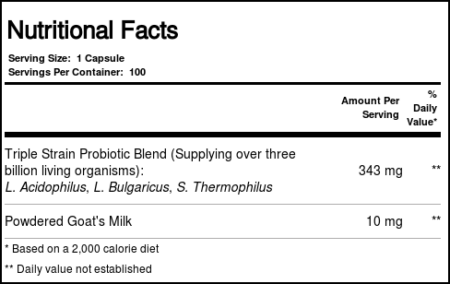 Solaray Leite de cabra acidophilus Além disso Três bilhões 100 Cápsulas - Image 2