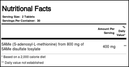 Source Naturals, SAMe 200 mg - 60 Tabletes - Image 3