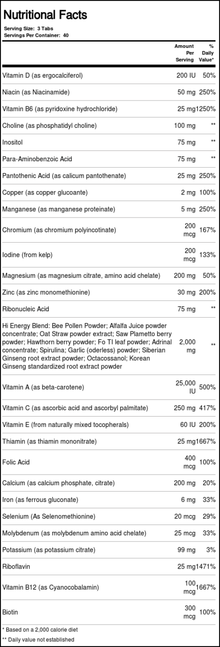 Futurebiotics, Multivitamínico Energético para Homens - 120 Tabletes - Image 3