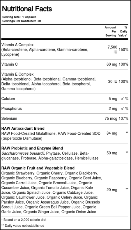 Garden of Life Vitamina Código RAW Antioxidantes 30 Cápsulas Vegetarianas - Image 6