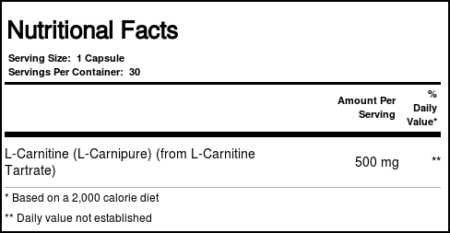 Now Foods, L-Carnitina 500 mg - 30 Cápsulas Vegatarianas - Image 4