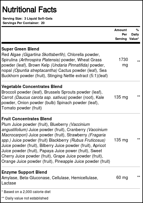 Irwin Naturals Verdes Vivos Super-Food™ 60 Cápsulas Gel Líquido - Vitalidade e Nutrição - Imagem 2