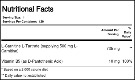 AllMax Nutrition, L-Carnitina + Tartrate - 120 Cápsulas - Image 3