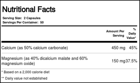 Vital Nutrients, Cálcio & Magnésio, 225/75 mg - 100 Cápsulas - Image 2