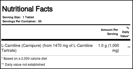 Now Foods, L-Carnitina 1000 mg - 50 Tabletes - Image 4