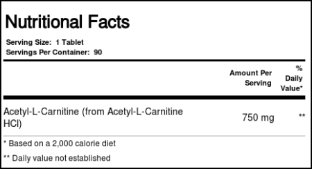 Now Foods Acetil- L-Carnitina 750 mg - 90 Tabletes - Image 4