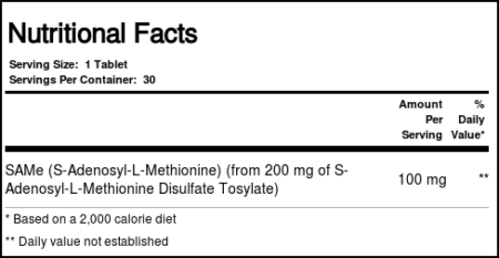 SAMe 100 mg Now Foods 30 Tabletes - Image 4