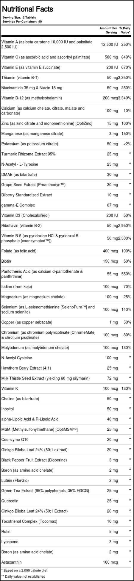 Source Naturals, Multivitamínico Life Force Multiple®, Sem Ferro - 180 Tabletes - Image 2