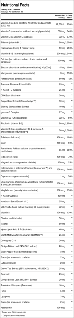 Source Naturals Life Force Multiple Sem Ferro: Multivitamínico Essencial Completo com 180 Tabletes - Imagem 2