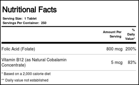 Nature's Life, Ácido Fólico 800 mcg - 250 Tabletes - Image 3