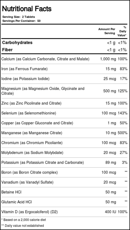 Nature's Life, Mega Minerais Vegetariano - 100 Tabletes - Image 4