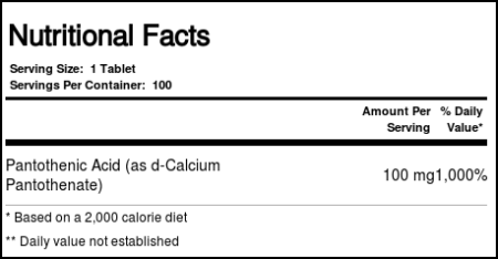 Nature's Life, Ácido Pantotênico 100 mg - 100 Comprimidos - Image 4