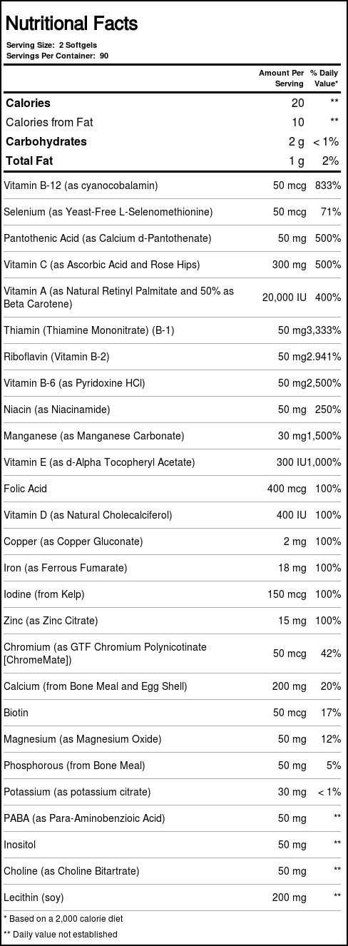 Solaray Fornecer Multi-Vita-Min 180 Cápsulas: Potencialize Sua Saúde com Vitaminas Essenciais - Imagem 4